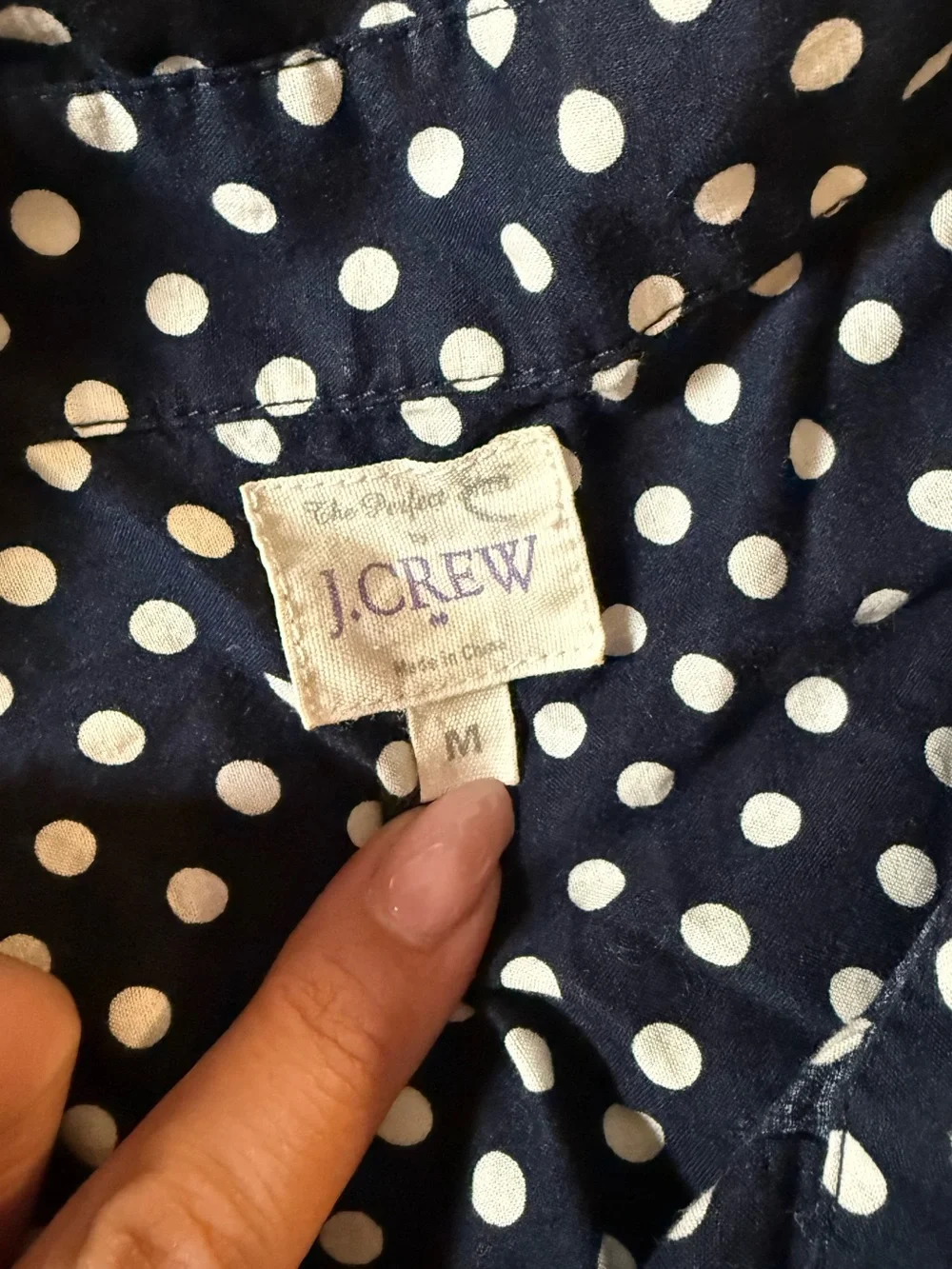 J.Crew Navy Polka Dot Button Down